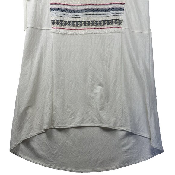 Zara Womens Oversized Boho Tunic Dress High-Low Ivory Sz S Fringe V-Neck Tribal - Picture 4 of 11